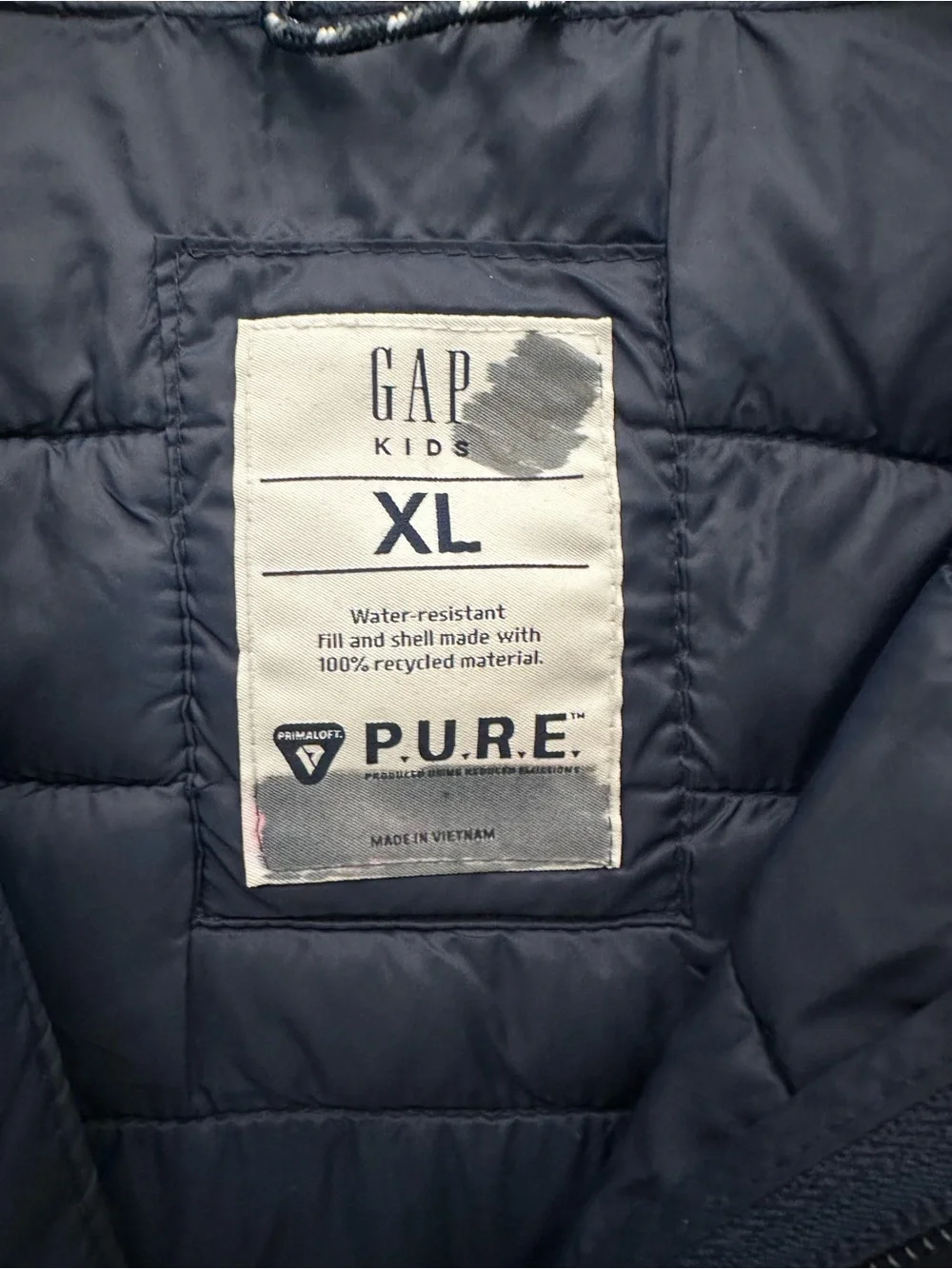GAP Boys Navy Quilted Hooded Puffer Jacket XL